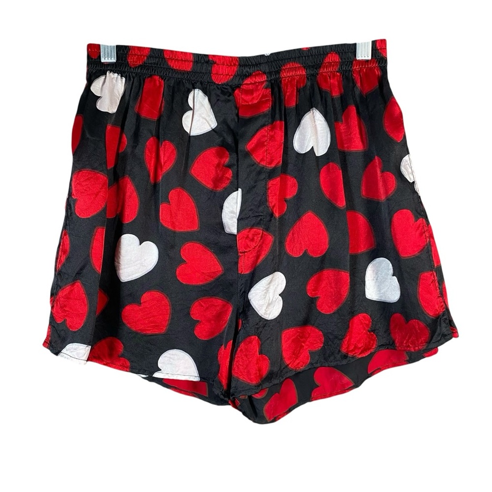 Joe Boxer 100% Silk Boxer Shorts Size L Novety All Over Heart Print Red White